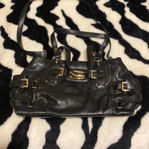 Black leather Michael Kors tote bag